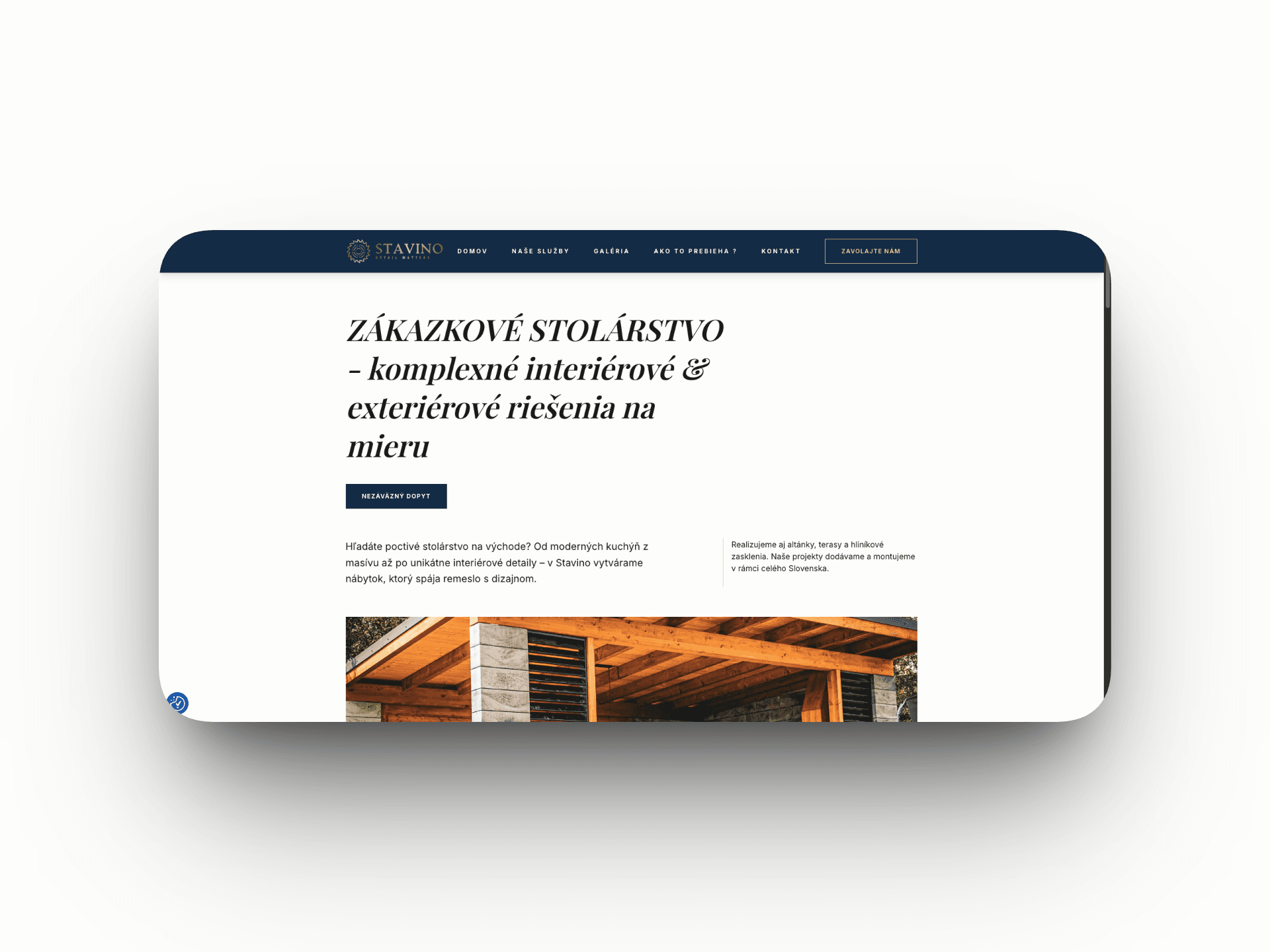 Webstránka pre zákazkové stolárstvo a moderné zasklenia – Stavino
