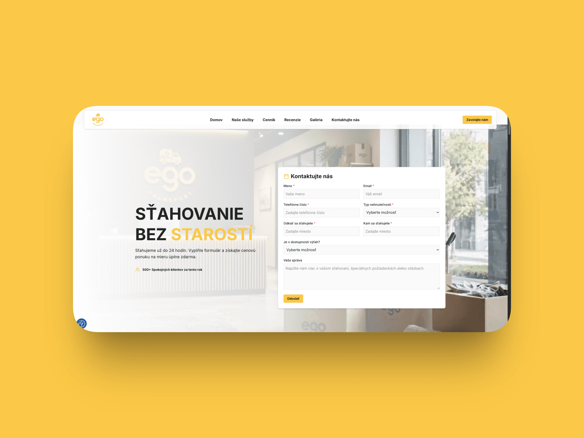 Webstránka pre sťahovaciu firmu - Egotransport