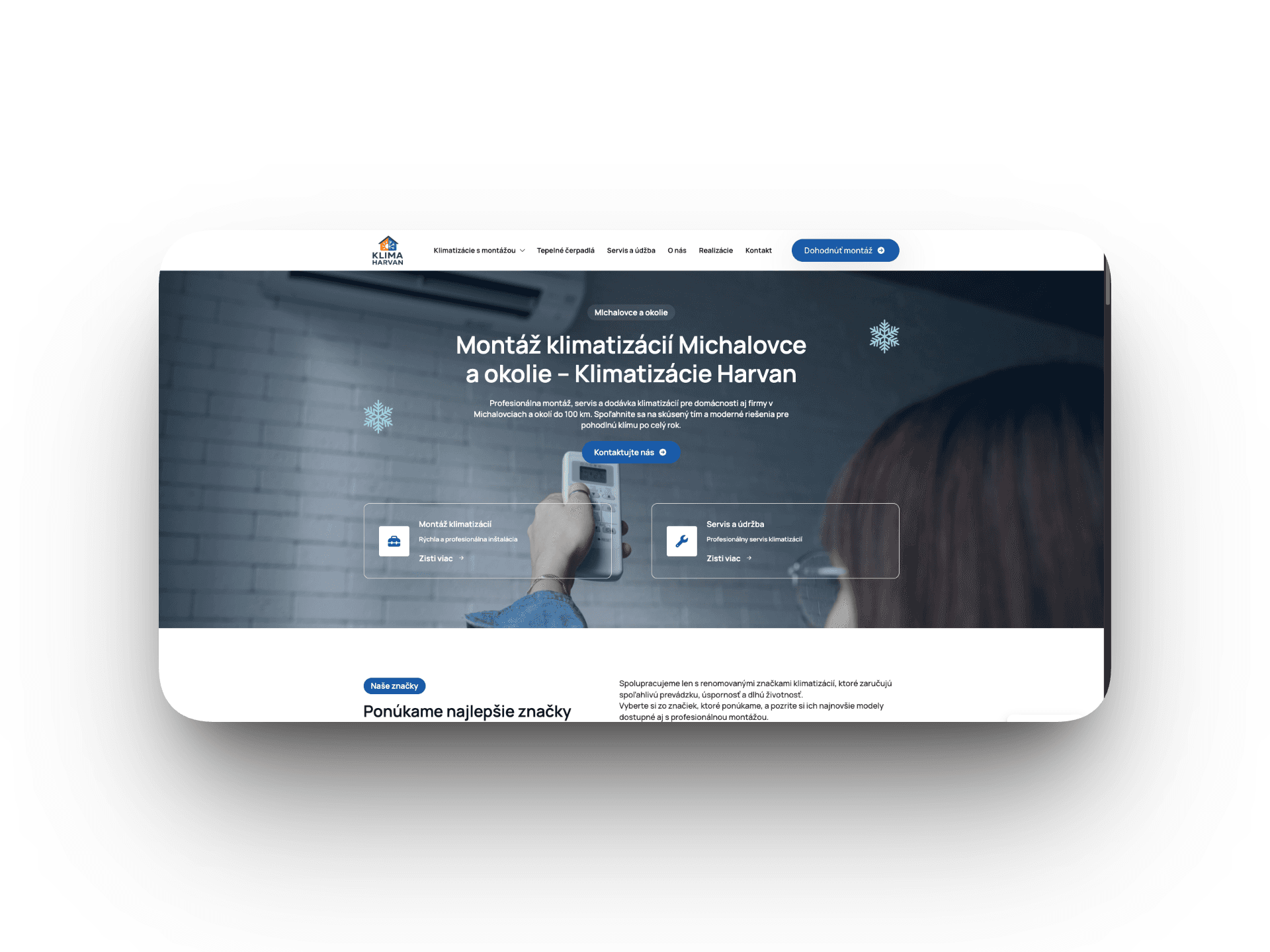 Webstránka pre klimatizácie v Michalovciach – Klimaharvan.sk